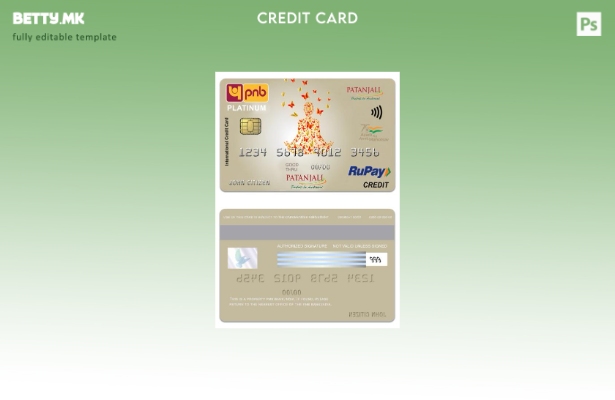 Модерен стил Индија PNB банка Патанџали RuPay шаблон платина кредитна картичка